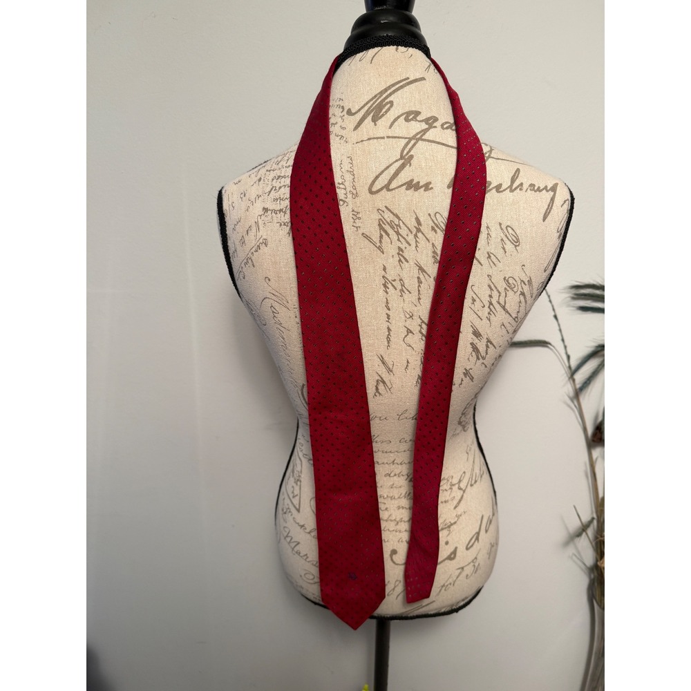 Christian Dior Red Polka Dot Silk Blend Necktie Men Formal Business